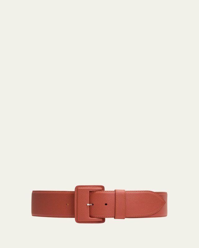 La Merveilleuse Large Pebbled Leather Belt with Covered Buckle